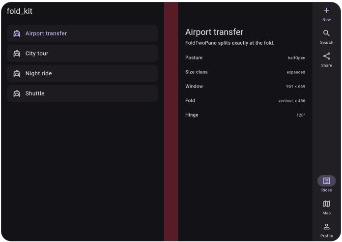 fold_kit — One foldable and large-screen API for every device: iPhone Duo, Galaxy Z Fold, Pixel Fold, iPad.